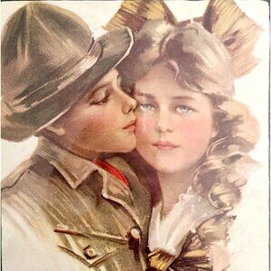 Boy Scout With Pretty Girlfriend 1915 Antique Lithograph Art Print HM1D